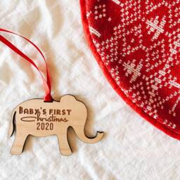 Personalized Baby's First Christmas Ornament Engraved Birch Wood - thumbnail 2