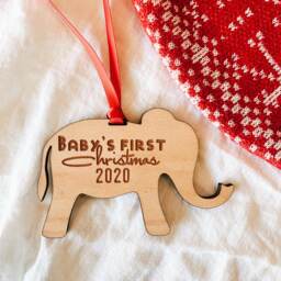 Personalized Baby's First Christmas Ornament Engraved Birch Wood - thumbnail 1