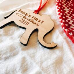Personalized Baby's First Christmas Ornament Engraved Birch Wood - thumbnail 3