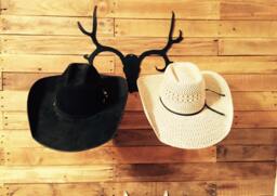 Cowboy Hat Rack - Racks Cowboy Western Metal Wall Art Hunting Deer Skull - thumbnail 1