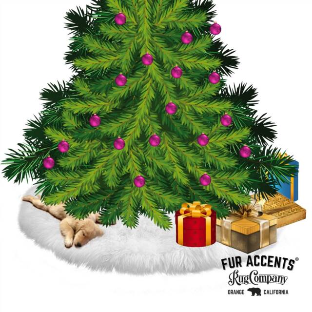 Faux Fur Christmas Tree Skirt - Shaggy Sheepskin, White & Off - image 1