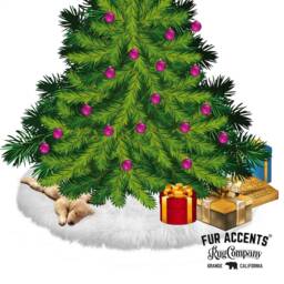 Faux Fur Christmas Tree Skirt - Shaggy Sheepskin, White & Off