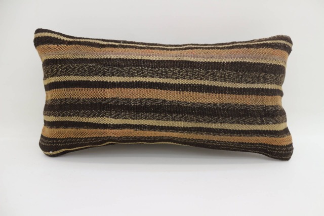 Pillow Cover Striped Brown Boho Sham 10x20 Turkish Lumbar Cushion Vintage Kilim Throw Pillows Sp2550-1629 - image 1
