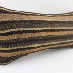 Pillow Cover Striped Brown Boho Sham 10x20 Turkish Lumbar Cushion Vintage Kilim Throw Pillows Sp2550-1629 - thumbnail 3