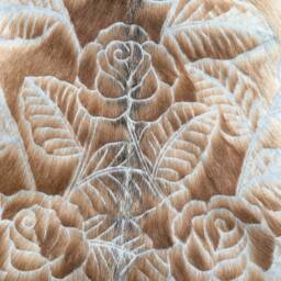 Tan & Cream Hand Carved Goat Hide - thumbnail 3
