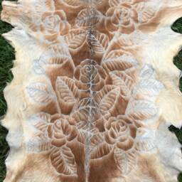Tan & Cream Hand Carved Goat Hide - thumbnail 2