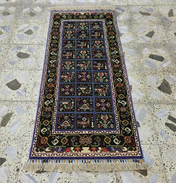 Handmade Afghan Wool Runner Rug Colorful Geometric Tribal Design, 2x5 - image 1