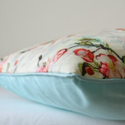 Beautiful Floral Print Pillow Cover , Pale Yellow Cushion Light Lemon Decorative Spring - thumbnail 3