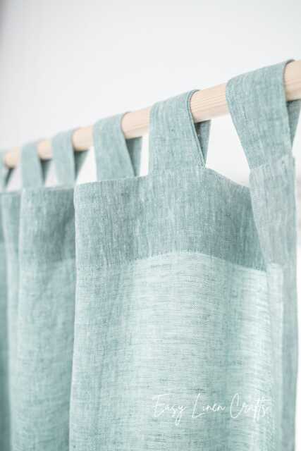 Linen Tab Top Curtain Panel - Natural Stonewashed Semi Sheer Drape For Living Room Or Bedroom Custom Curtains Window Treatment 1 - image 1