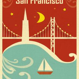 San Francisco Print, Bay Bridge Art Vertical Wall Art, Nursery Sf Poster, Style E8-O-Sf10 - thumbnail 2