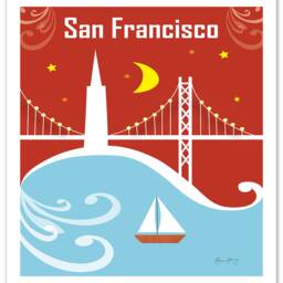 San Francisco Print, Bay Bridge Art Vertical Wall Art, Nursery Sf Poster, Style E8-O-Sf10 - thumbnail 3