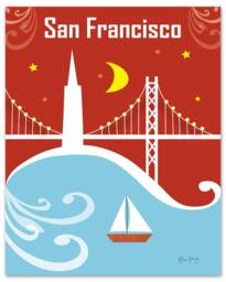 San Francisco Print, Bay Bridge Art Vertical Wall Art, Nursery Sf Poster, Style E8-O-Sf10 - thumbnail 1