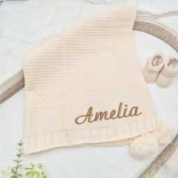 Embroidered Baby Blanket Personalised - Wrap Shawl New Gift Boy Girl Unisex Babyshower Newborn Coming Home Outfit Keepsake - thumbnail 2