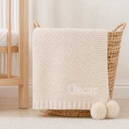 Embroidered Baby Blanket Personalised - Wrap Shawl New Gift Boy Girl Unisex Babyshower Newborn Coming Home Outfit Keepsake - thumbnail 1