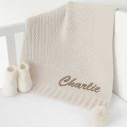 Embroidered Baby Blanket Personalised - Wrap Shawl New Gift Boy Girl Unisex Babyshower Newborn Coming Home Outfit Keepsake - thumbnail 3