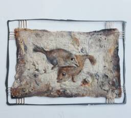 Natural Color Handmade Artwork - Home Decor Wall Hanging Panel Felt Wall Picture 11 Fish - thumbnail 1