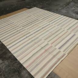 Soft Color Striped Kilim Rug 8'x10' Feet 240x300 cm Turkish Handmade Flatweave Ethnic Traditional Stripe Anatolian Large Wool - thumbnail 2