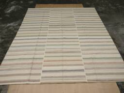 Soft Color Striped Kilim Rug 8'x10' Feet 240x300 cm Turkish Handmade Flatweave Ethnic Traditional Stripe Anatolian Large Wool
