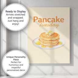 Classic Pancake Tuesday Breakfast Typography Canvas Wall Art Print Decor Picture Ready To Hang - thumbnail 3
