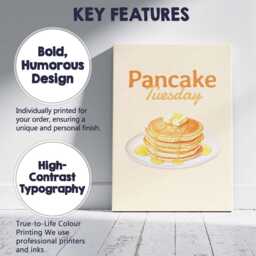 Classic Pancake Tuesday Breakfast Typography Canvas Wall Art Print Decor Picture Ready To Hang - thumbnail 2