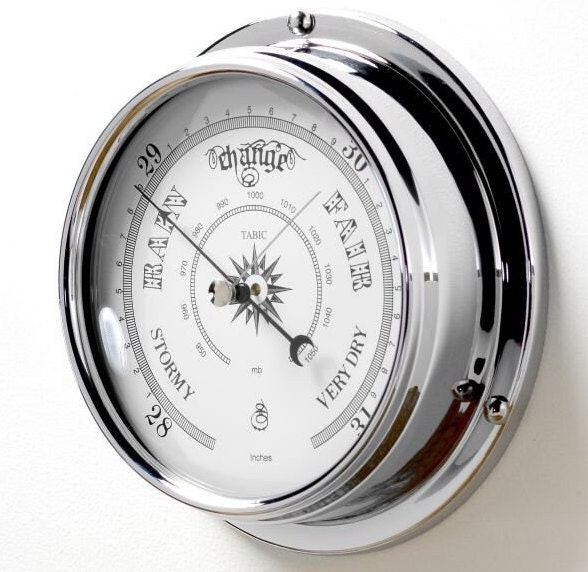 Tabic Traditional Barometer, Chrome Plated Brass , Heavy Case Electroplated With Chromium Weighs - 1/2Kg, Handmade in England By - image 1