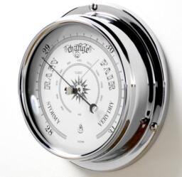 Tabic Traditional Barometer, Chrome Plated Brass , Heavy Case Electroplated With Chromium Weighs - 1/2Kg, Handmade in England By - thumbnail 1