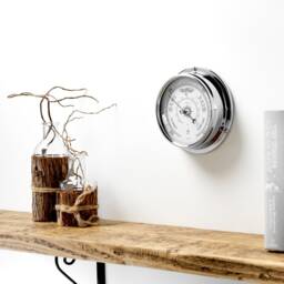 Tabic Traditional Barometer, Chrome Plated Brass , Heavy Case Electroplated With Chromium Weighs - 1/2Kg, Handmade in England By - thumbnail 2