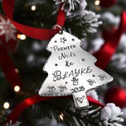 French Personalized Christmas Tree Ornament , First Custom Decoration - thumbnail 2
