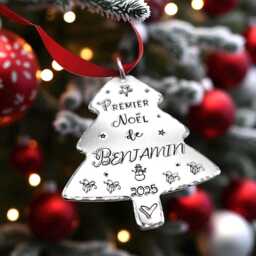 French Personalized Christmas Tree Ornament , First Custom Decoration - thumbnail 1