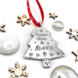French Personalized Christmas Tree Ornament , First Custom Decoration - thumbnail 3