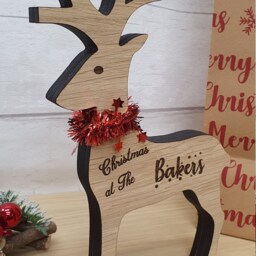 Personalised Free Standing Reindeer Christmas Decoration Family Name - thumbnail 3