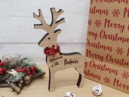 Personalised Free Standing Reindeer Christmas Decoration Family Name - thumbnail 1