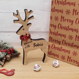 Personalised Free Standing Reindeer Christmas Decoration Family Name - thumbnail 2