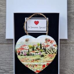 Tuscany Landscape Slate Heart Plaque Italian Decoupage Wall Hanging - thumbnail 3
