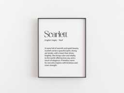 Scarlett Name Meaning Print - Personalized Wall Art - Elegant Baby Girl Poster Gift For Nursery, Birthday, Or Home D??cor - thumbnail 1