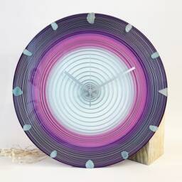 Purple Spiral Glass Wall Clock Modern Art Home Decor - thumbnail 1