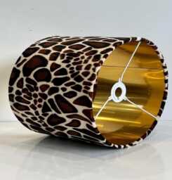 New Sale Giraffe Print Velvet Drum Lamp Shade 30cm Dia X 21cm H With Brush Gold Lining