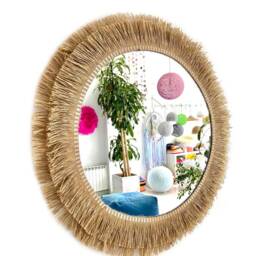 Wall Decor Round Mirror With Jute Fringes, Boho Wall Decor, Mirror, Mirror Jute - Mirror Jute Ii - thumbnail 2