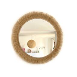 Wall Decor Round Mirror With Jute Fringes, Boho Wall Decor, Mirror, Mirror Jute - Mirror Jute Ii - thumbnail 3