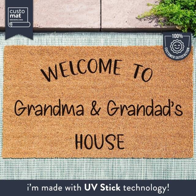 Welcome To Grandma & Grandad's House - Gift For Nan Mom Christmas Personalized Family Custom Coir Doormat - image 1