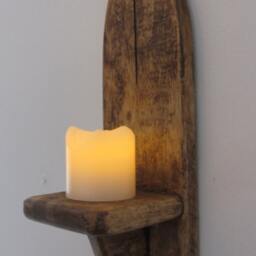 Pair Of Gothic Style Wall Sconce Led Candle Holders With Carved Cross/Crucifix Decoration , Various Sizes Available - thumbnail 2
