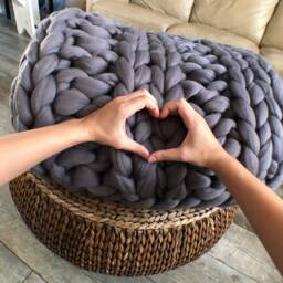 Chunky Knit Blanket, Knitted Blanket, Wool Merino Wool, Yarn, Throw, Throw Blanket - thumbnail 2