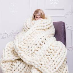 Chunky Knit Blanket, Knitted Blanket, Wool Merino Wool, Yarn, Throw, Throw Blanket - thumbnail 3