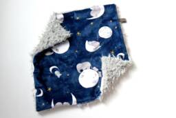 Dream Lovie. Security Blanket. Personalized Lovey. Faux Fur Elephant Moons Navy. Mini Baby Minky Shower Gift - thumbnail 1