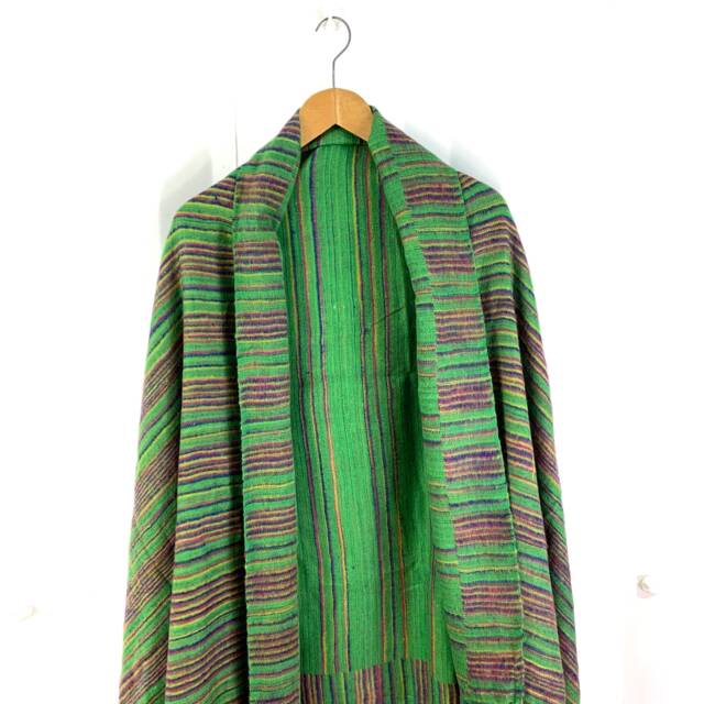 Green Striped Lightweight Blanket, Cosy Soft Touch Scarf Shawl Throw - image 1