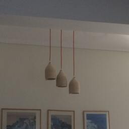 Pendant Light - Rope Driftwood Red Fabric Cable Home Decor Dinning Room Pendant One Of A Kind - thumbnail 4