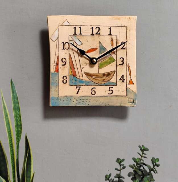 Handmade Nautical Small Wall Clock Beach Hut & Sailing Boat Decor - image 1