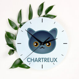 A Clock With A Chartreux Cat. New Collection The Cute Art-Dog Cat