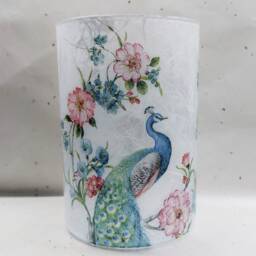 Oriental Peacock Glass Cylinder Vase Home Decor - thumbnail 2