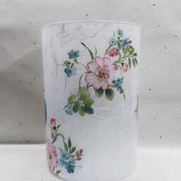 Oriental Peacock Glass Cylinder Vase Home Decor - thumbnail 3